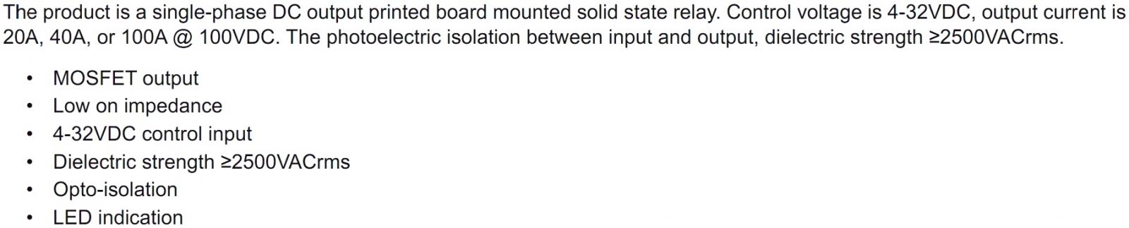 ממסר מצב מוצק MULTICOMP PRO MCKSJ100D20-L TEXT